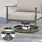 Ensemble de conversation d'extérieur 7 pièces en aluminium, canapé 3 places avec poufs, 2 fauteuils pivotants et table basse