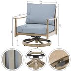 Ensemble de conversation d'extérieur 7 pièces en aluminium, canapé 3 places avec poufs, 2 fauteuils pivotants et table basse