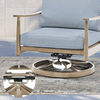 Ensemble de conversation d'extérieur 7 pièces en aluminium, canapé 3 places avec poufs, 2 fauteuils pivotants et table basse