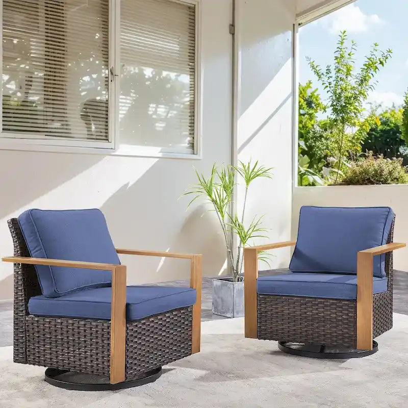 Sedia a dondolo girevole in rattan per esterni - Marrone