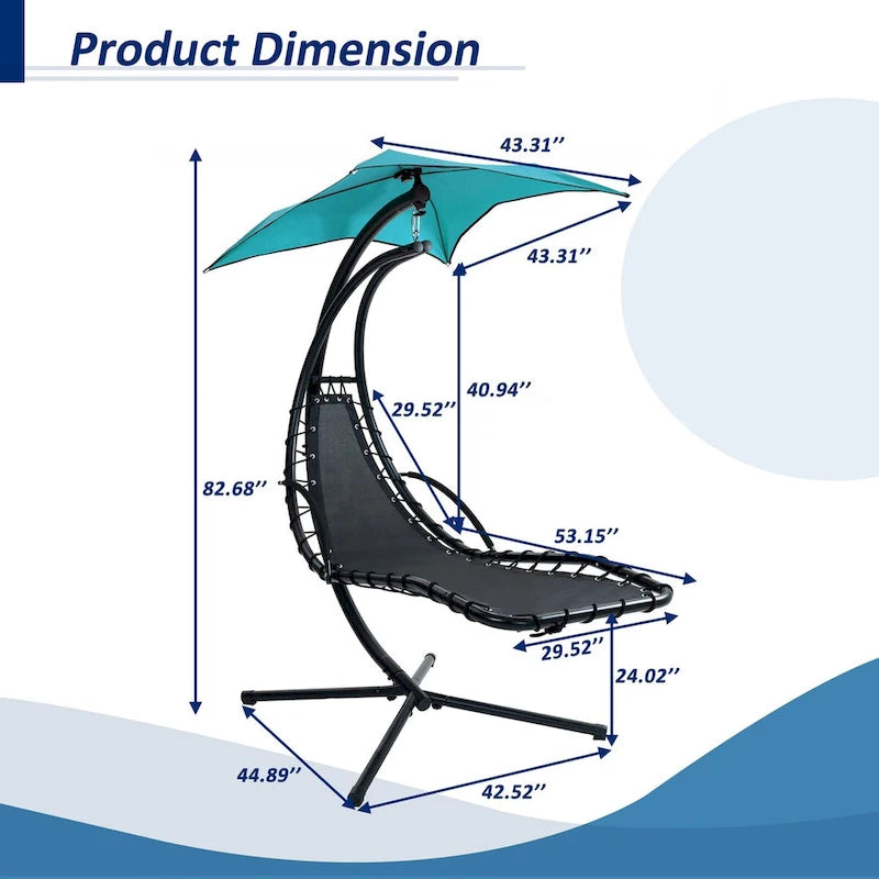 Chaise longue sospesa con tettuccio rimovibile