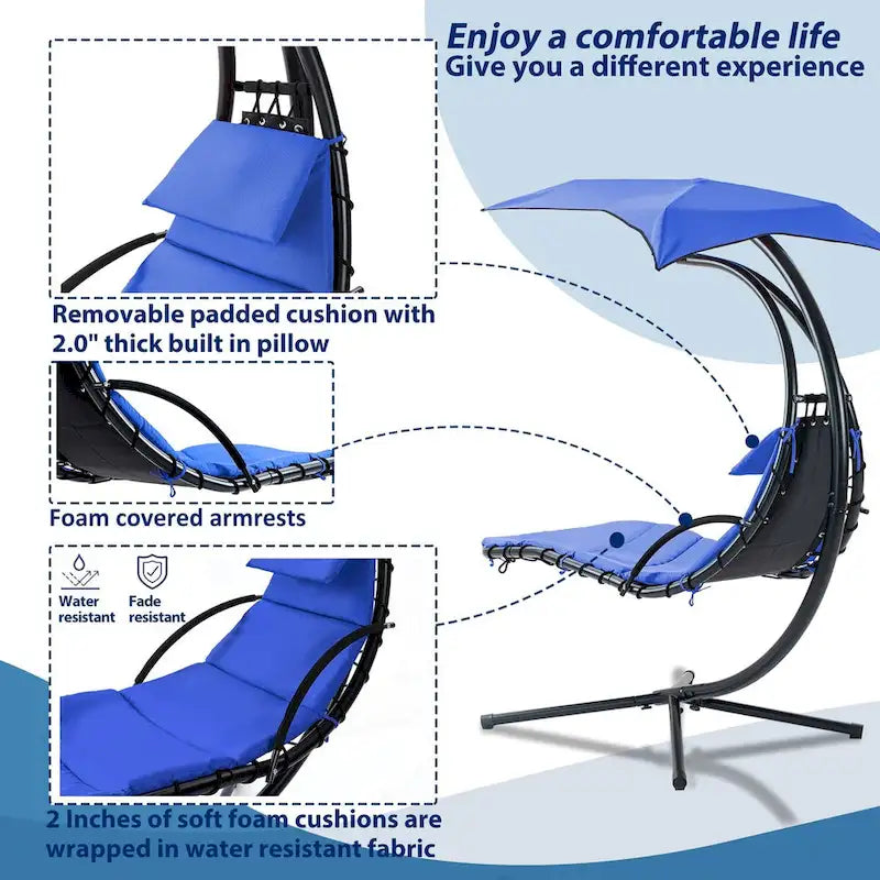 Chaise longue sospesa con tettuccio rimovibile
