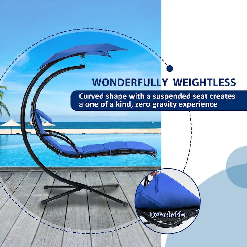 Chaise longue sospesa con tettuccio rimovibile