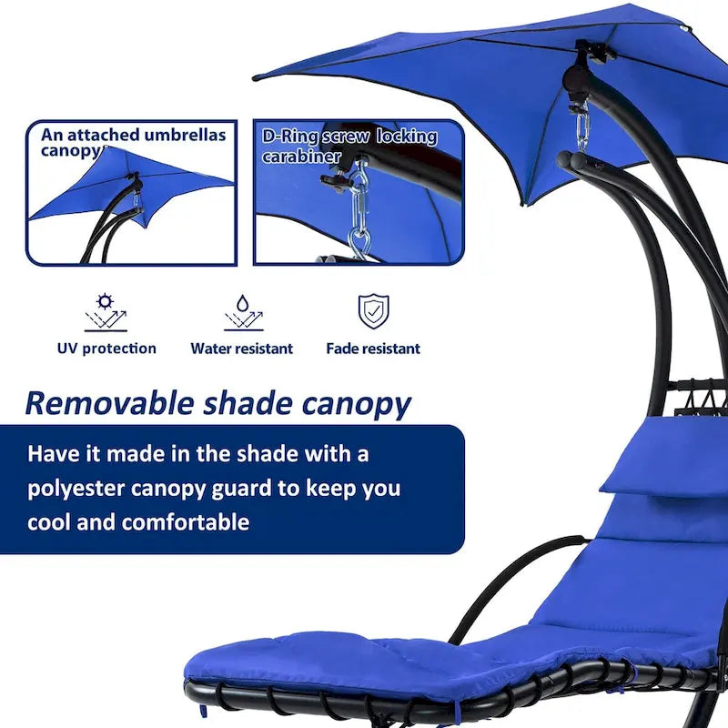 Chaise longue sospesa con tettuccio rimovibile