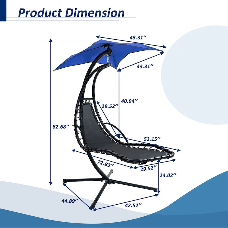 Chaise longue sospesa con tettuccio rimovibile