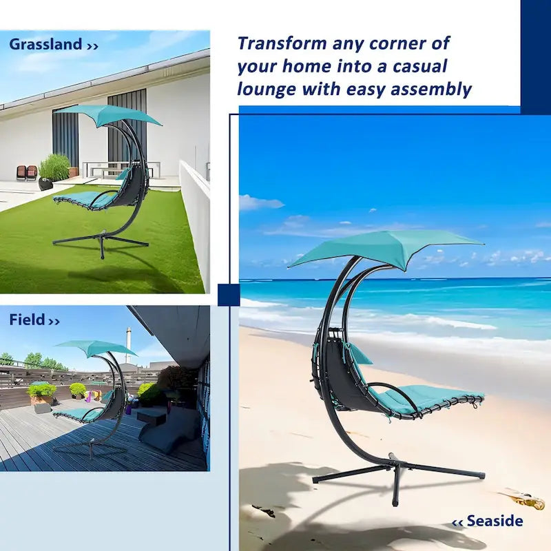 Chaise longue sospesa con tettuccio rimovibile