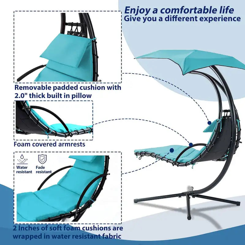 Chaise longue sospesa con tettuccio rimovibile
