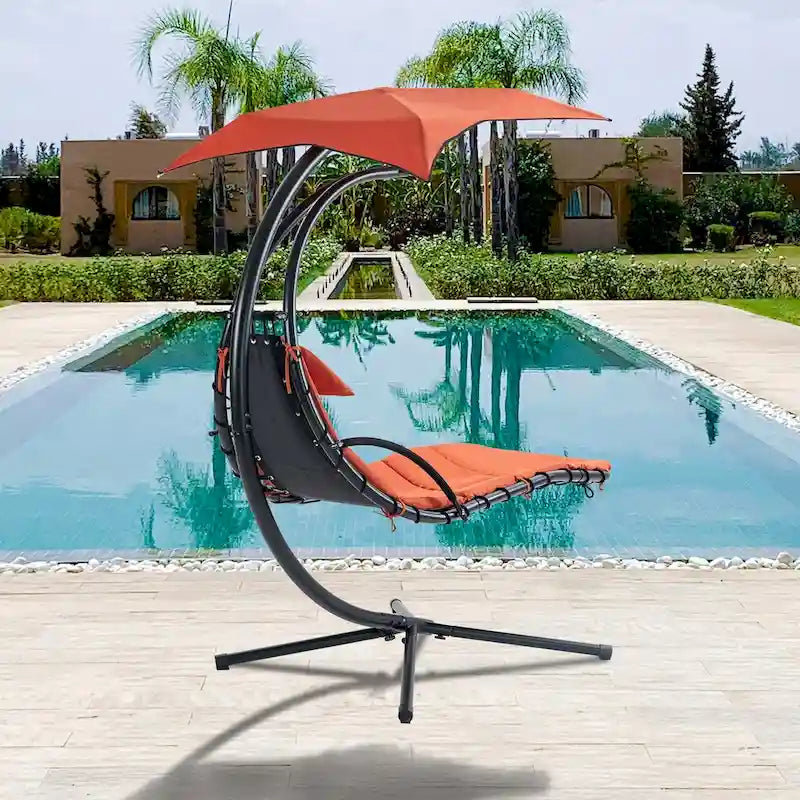 Chaise longue sospesa con tettuccio rimovibile