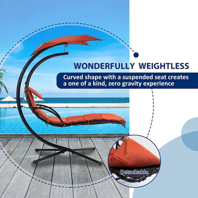 Chaise longue sospesa con tettuccio rimovibile