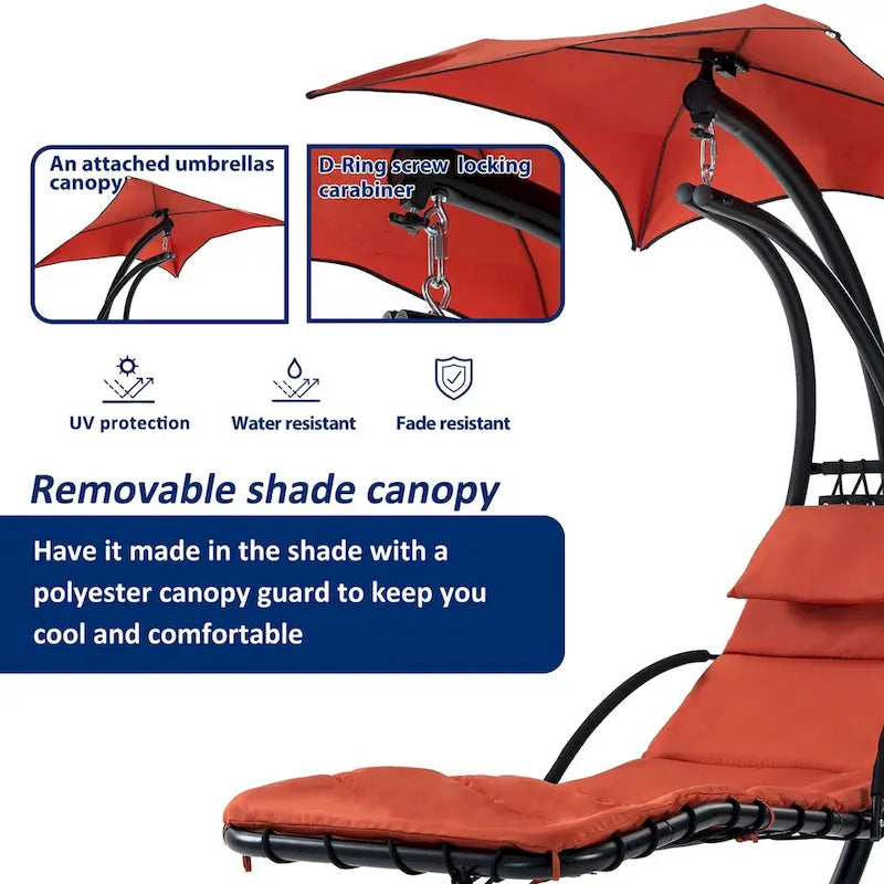 Chaise longue sospesa con tettuccio rimovibile