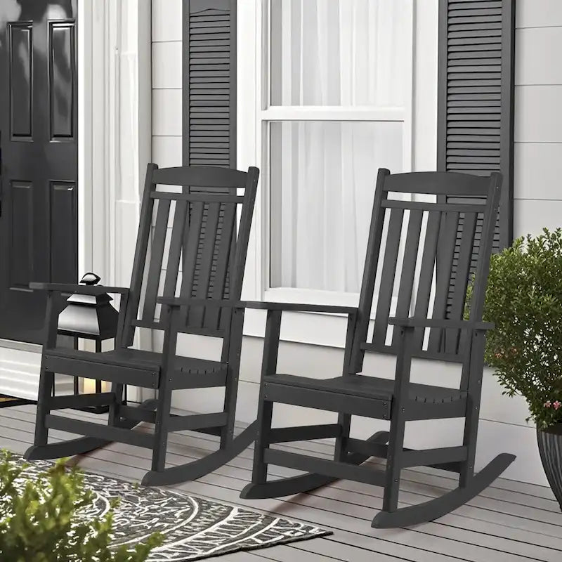 Ensemble de 2 chaises berçantes d'extérieur à dossier haut Vrakae pour tous les temps