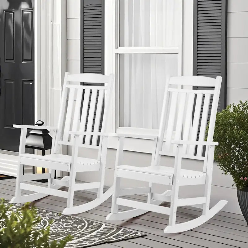 Ensemble de 2 chaises berçantes d'extérieur à dossier haut Vrakae pour tous les temps