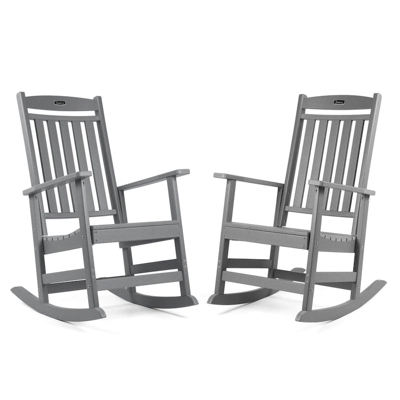 Ensemble de 2 chaises berçantes d'extérieur à dossier haut Vrakae pour tous les temps