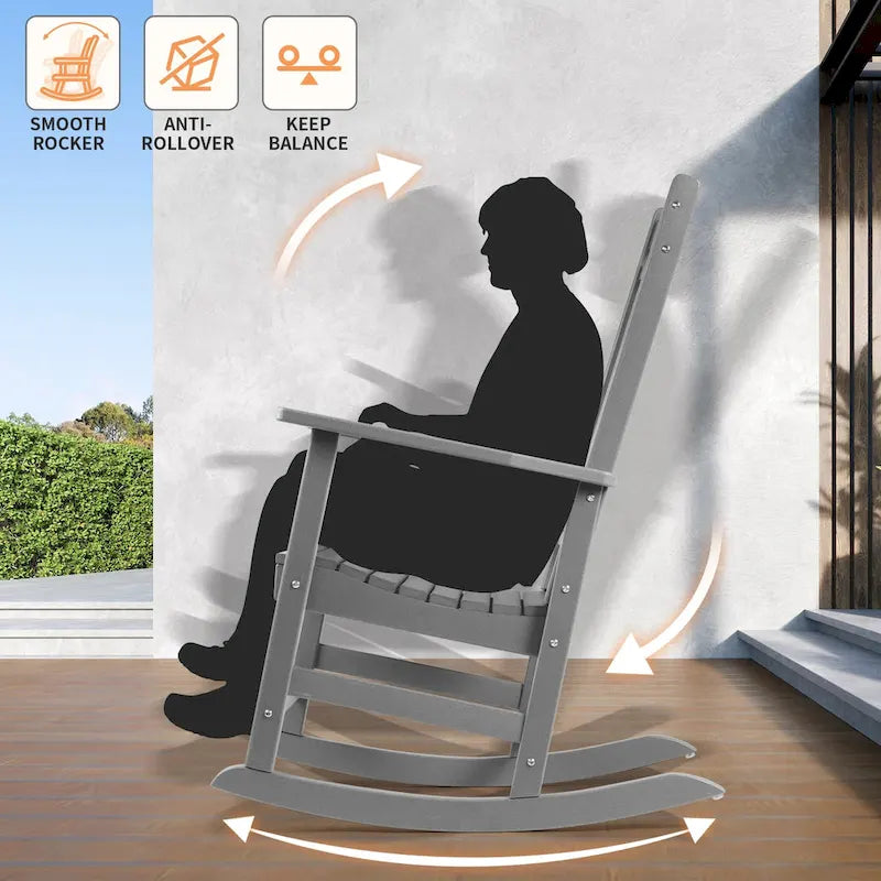 Ensemble de 2 chaises berçantes d'extérieur à dossier haut Vrakae pour tous les temps