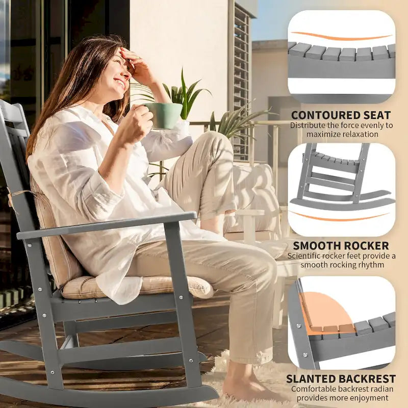 Ensemble de 2 chaises berçantes d'extérieur à dossier haut Vrakae pour tous les temps