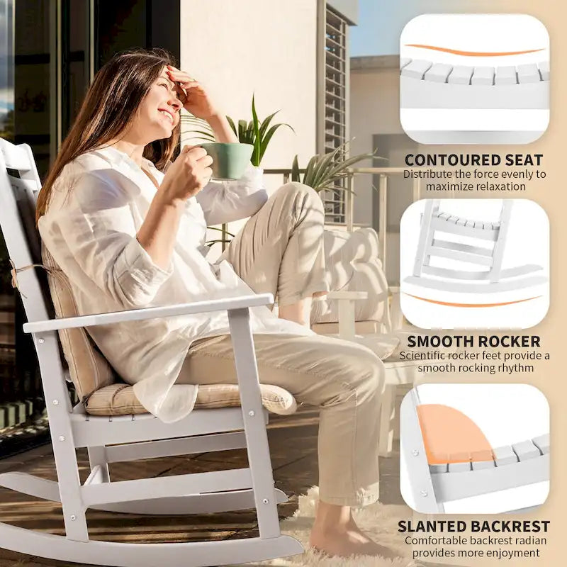 Ensemble de 2 chaises berçantes d'extérieur à dossier haut Vrakae pour tous les temps