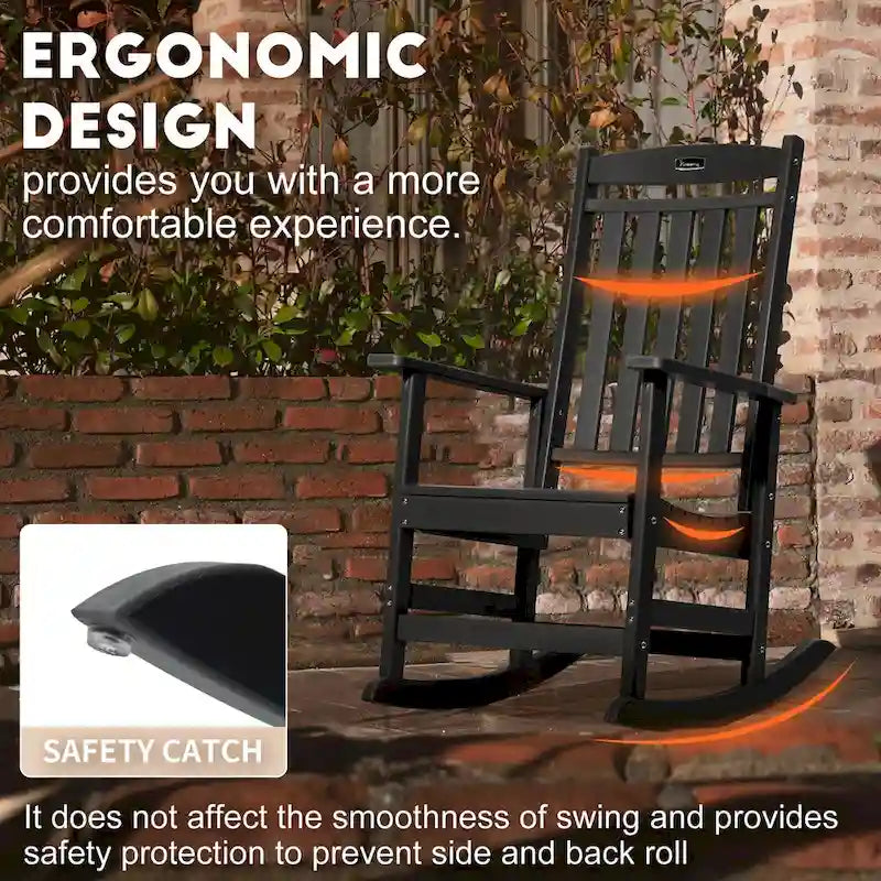 Ensemble de 2 chaises berçantes d'extérieur à dossier haut Vrakae pour tous les temps
