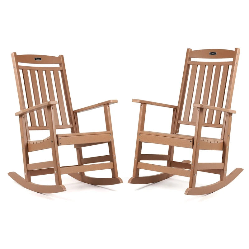 Ensemble de 2 chaises berçantes d'extérieur à dossier haut Vrakae pour tous les temps