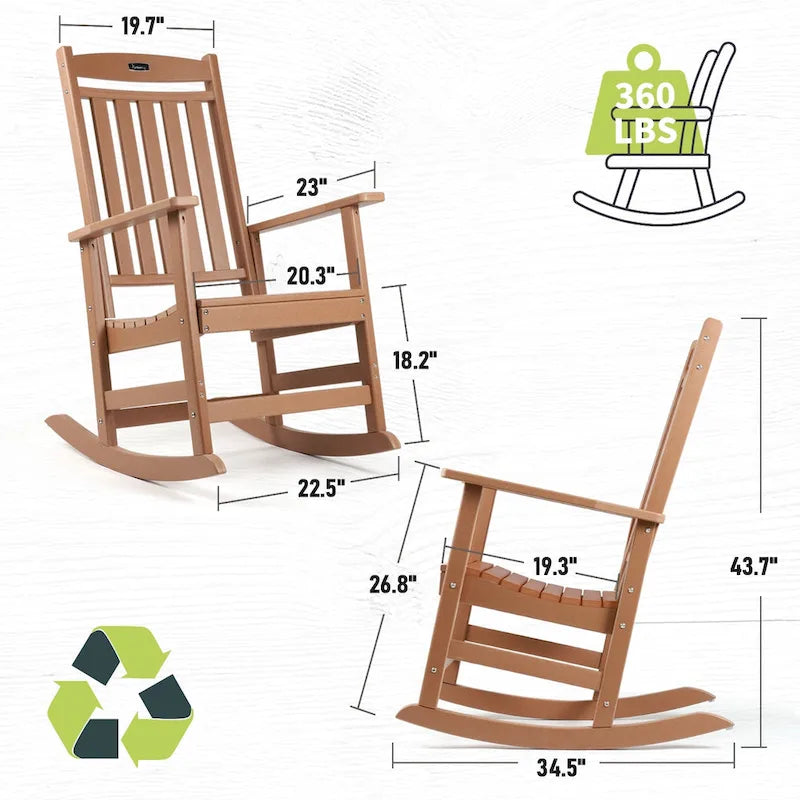Ensemble de 2 chaises berçantes d'extérieur à dossier haut Vrakae pour tous les temps