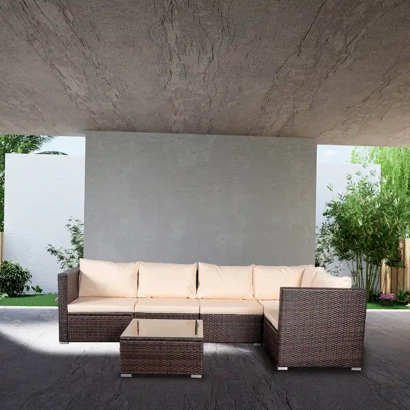 Set da 6 mobili da esterno in rattan per conversazione per patio, cortile, bordo piscina
