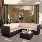 Set da 6 mobili da esterno in rattan per conversazione per patio, cortile, bordo piscina