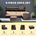 Set da 6 mobili da esterno in rattan per conversazione per patio, cortile, bordo piscina