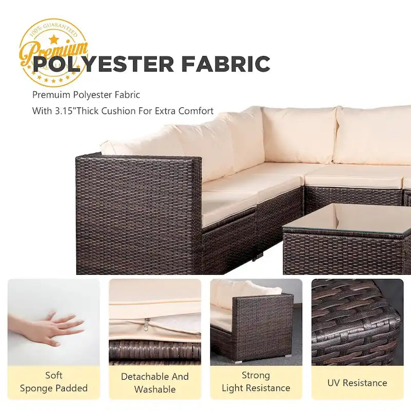 Set da 6 mobili da esterno in rattan per conversazione per patio, cortile, bordo piscina