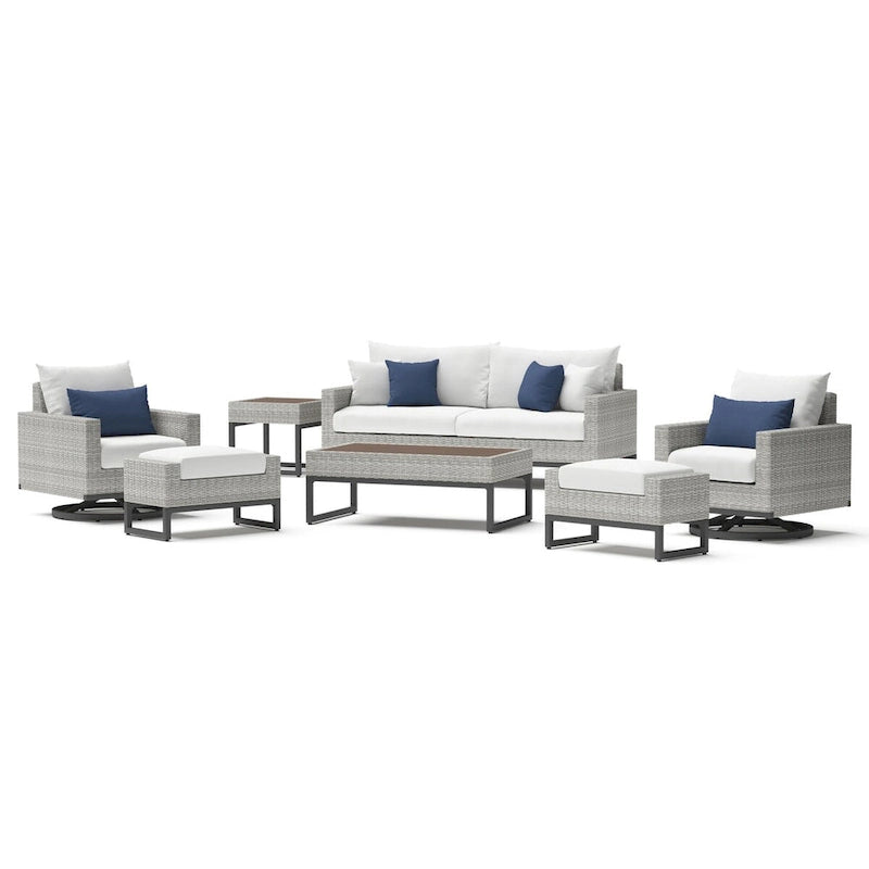 Set salotto da esterno Milo Gray 7 pezzi Sunbrella con movimento profondo