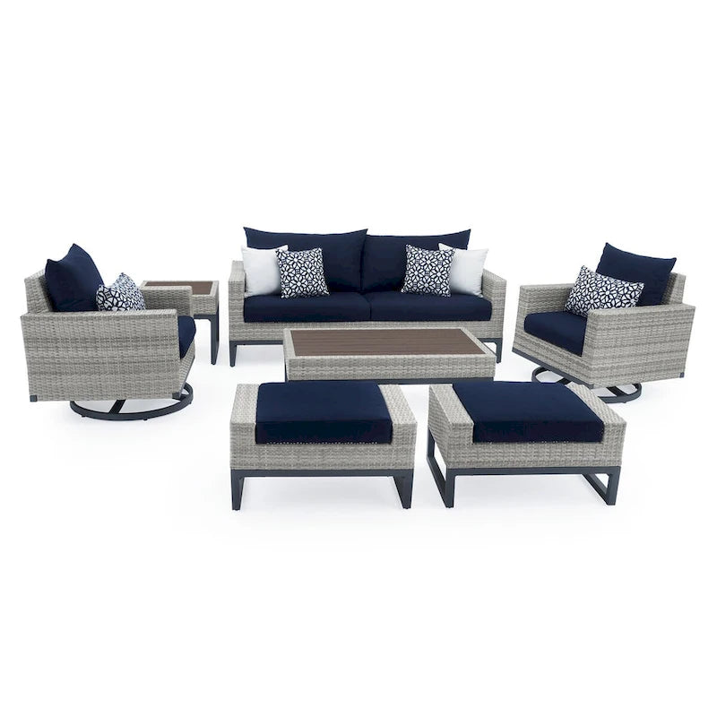 Set salotto da esterno Milo Gray 7 pezzi Sunbrella con movimento profondo