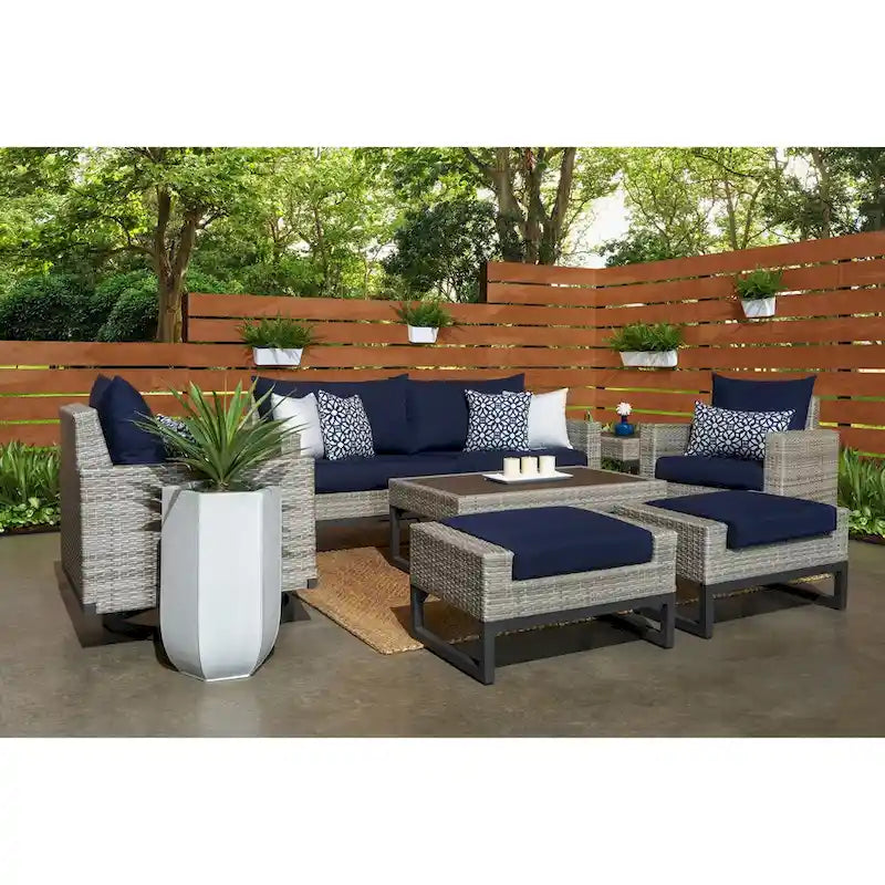 Set salotto da esterno Milo Gray 7 pezzi Sunbrella con movimento profondo