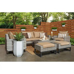Set salotto da esterno Milo Gray 7 pezzi Sunbrella con movimento profondo