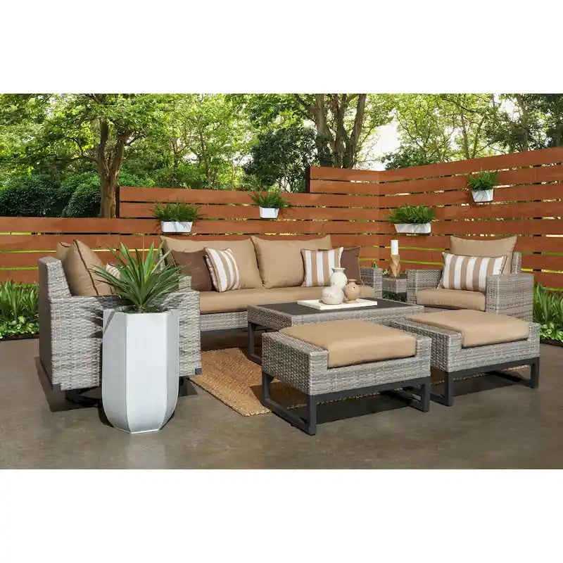 Set salotto da esterno Milo Gray 7 pezzi Sunbrella con movimento profondo