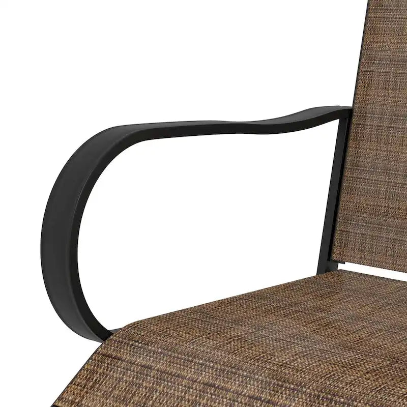 Tabourets de bar d'extérieur avec accoudoirs, lot de 2 chaises de patio pivotantes à 360° à hauteur de bar avec tissu maillé haute densité, chaises de salle à manger en acier