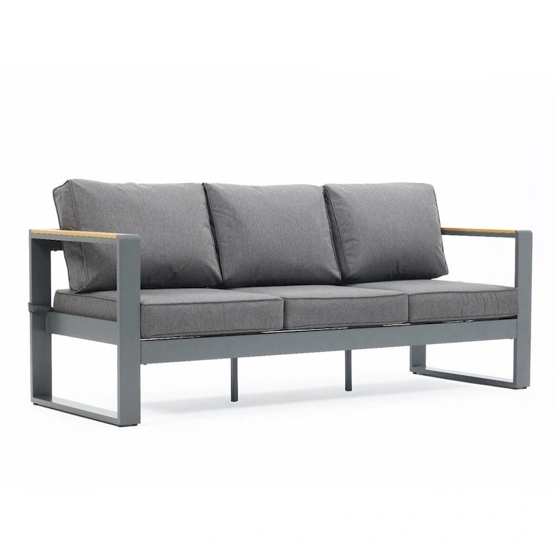 Aoodor Patio Furniture 3 Seater Aluminum Sofa Couch Deep Seat