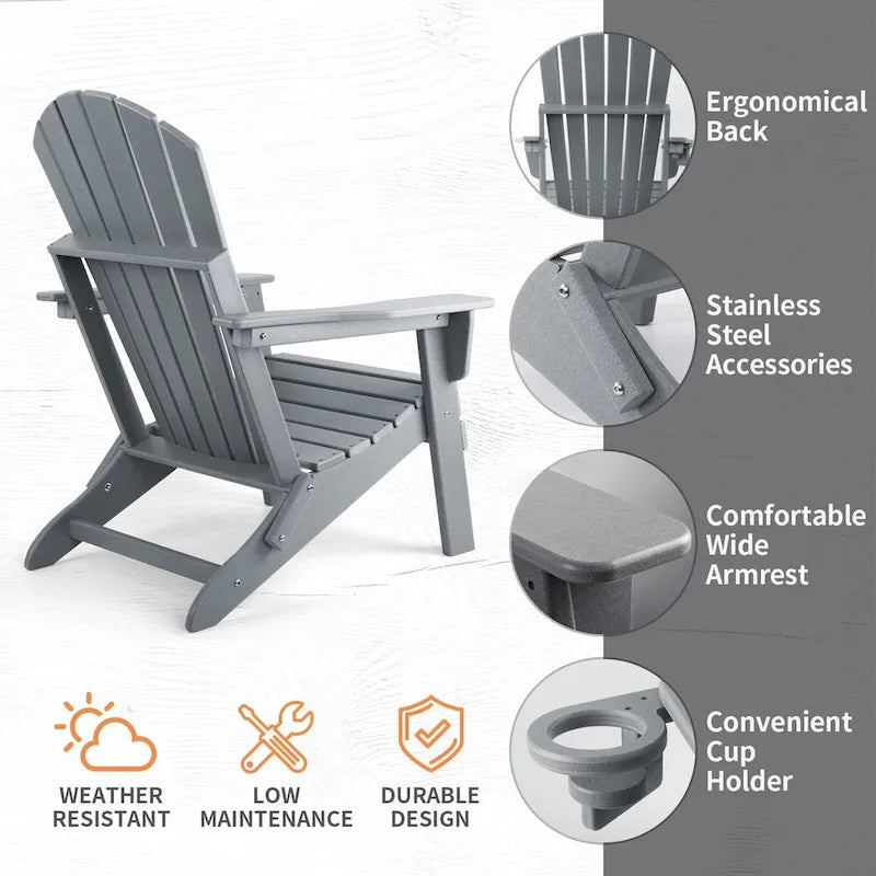 Sedia Adirondack Pieghevole Vrakae con Portabicchieri