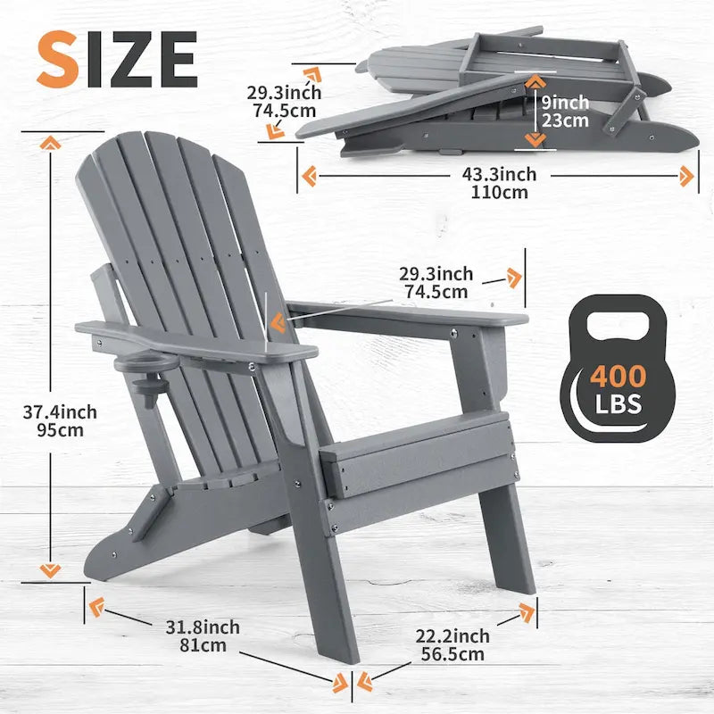 Sedia Adirondack Pieghevole Vrakae con Portabicchieri