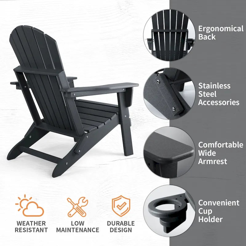 Sedia Adirondack Pieghevole Vrakae con Portabicchieri