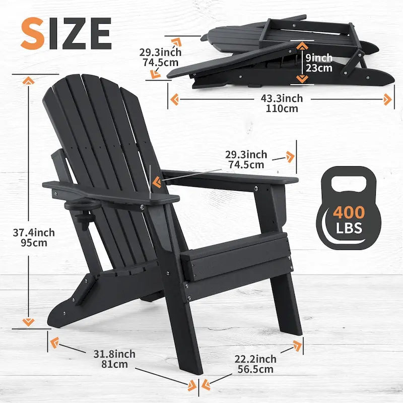 Sedia Adirondack Pieghevole Vrakae con Portabicchieri