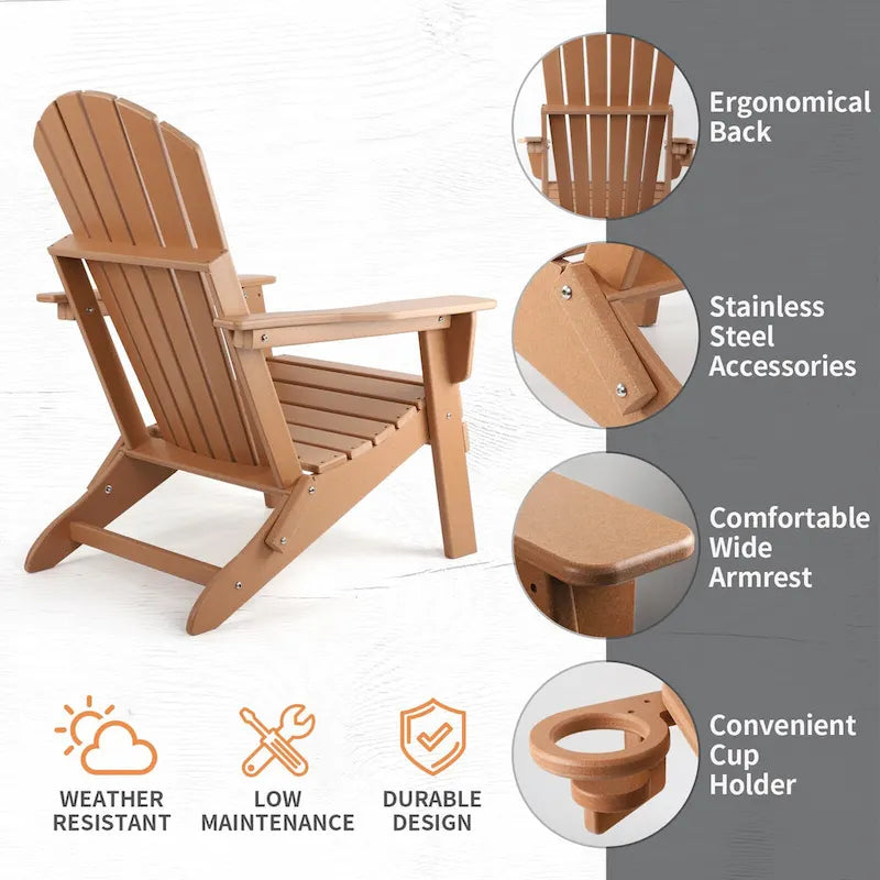 Sedia Adirondack Pieghevole Vrakae con Portabicchieri