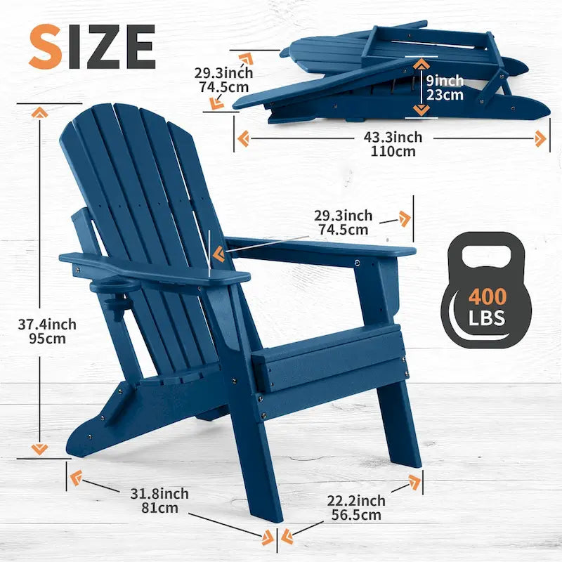 Sedia Adirondack Pieghevole Vrakae con Portabicchieri