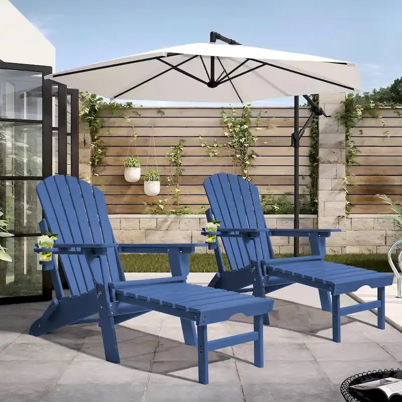Vrakae Set di 2 Sedie Adirondack Pieghevoli e Regolabili con Pouf
