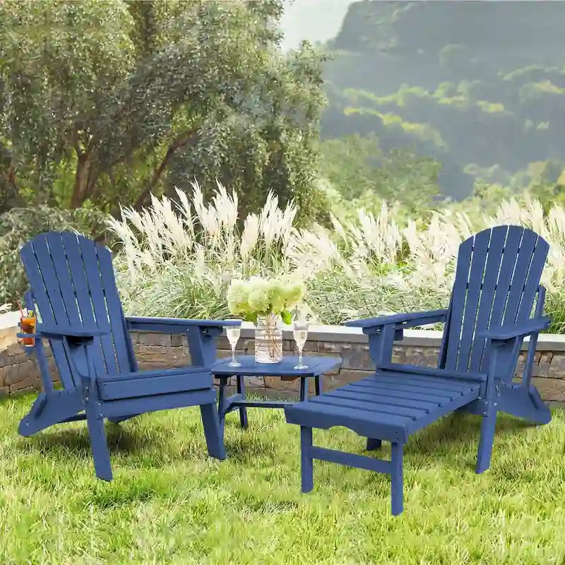 Vrakae Folding and Adjustable Adirondack Chair with Ottoman Set of 2