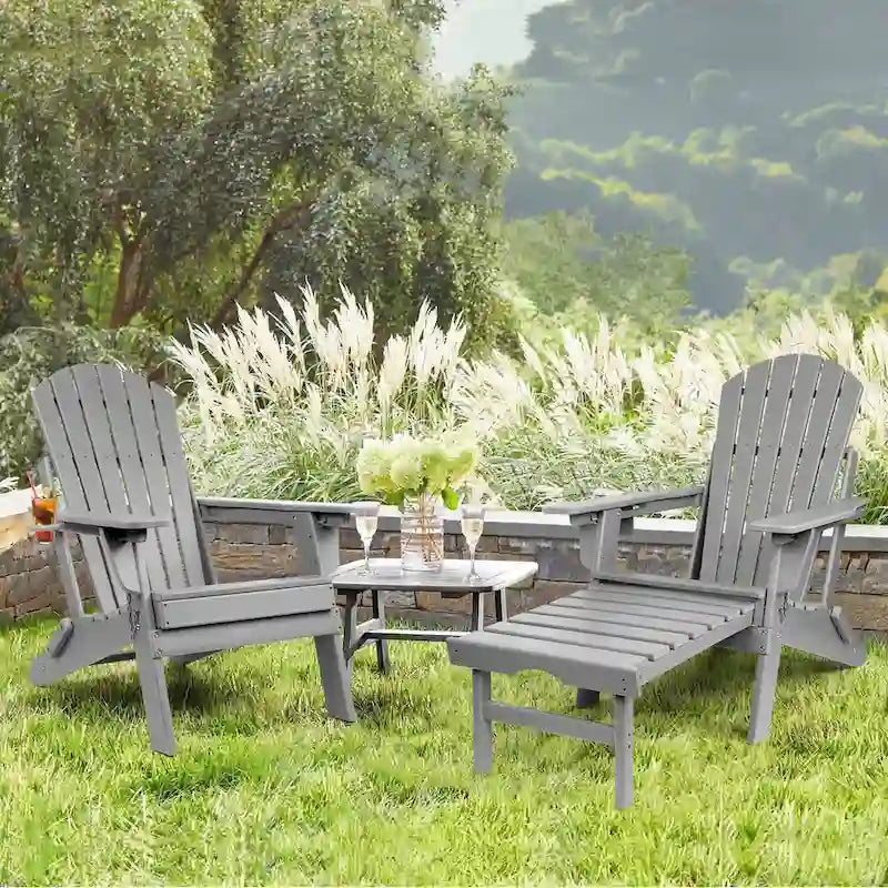 Vrakae Set di 2 Sedie Adirondack Pieghevoli e Regolabili con Pouf