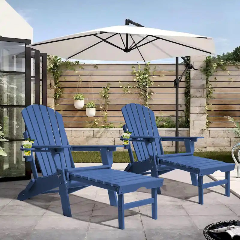 Vrakae Set di 2 Sedie Adirondack Pieghevoli e Regolabili con Pouf