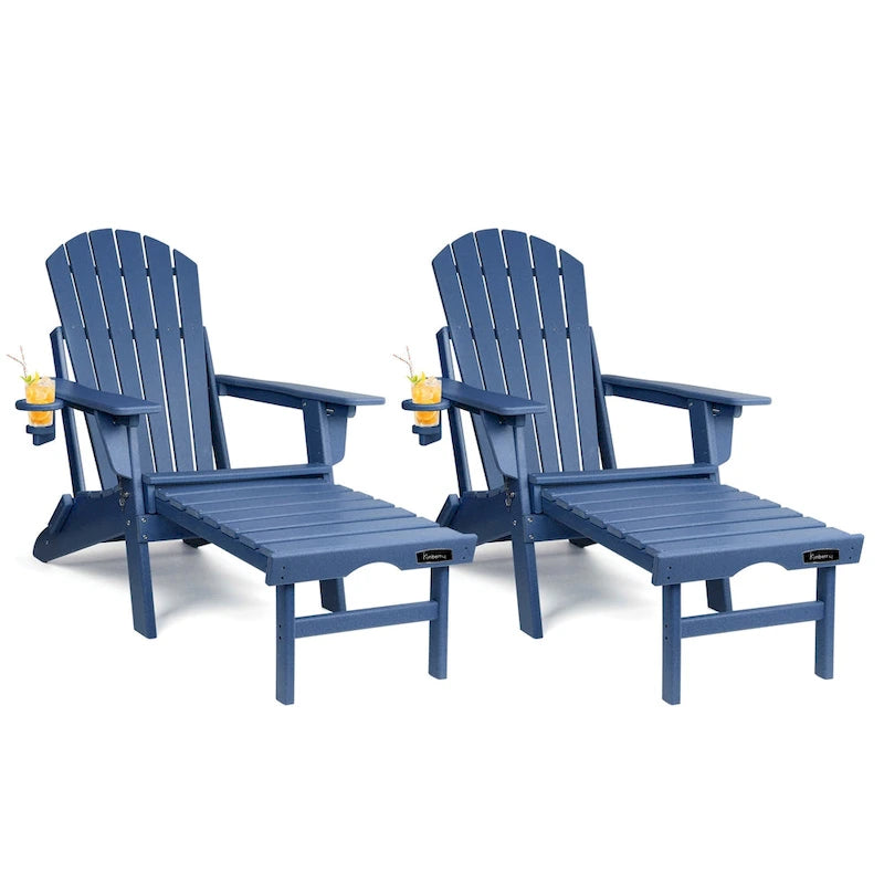 Vrakae Set di 2 Sedie Adirondack Pieghevoli e Regolabili con Pouf