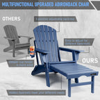 Vrakae Set di 2 Sedie Adirondack Pieghevoli e Regolabili con Pouf