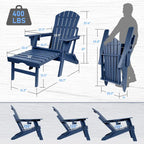 Vrakae Set di 2 Sedie Adirondack Pieghevoli e Regolabili con Pouf