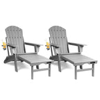 Vrakae Set di 2 Sedie Adirondack Pieghevoli e Regolabili con Pouf