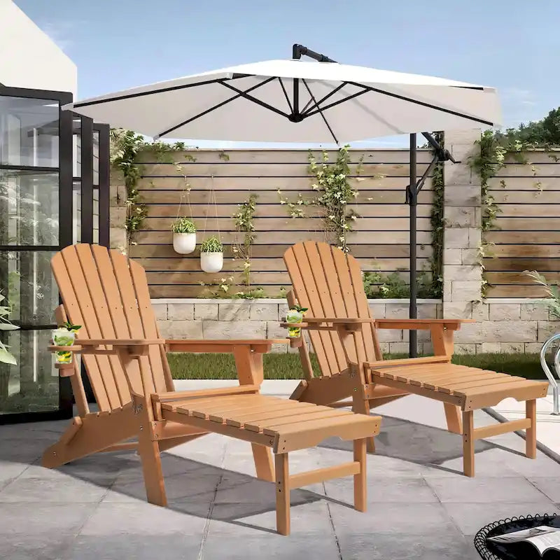 Vrakae Set di 2 Sedie Adirondack Pieghevoli e Regolabili con Pouf