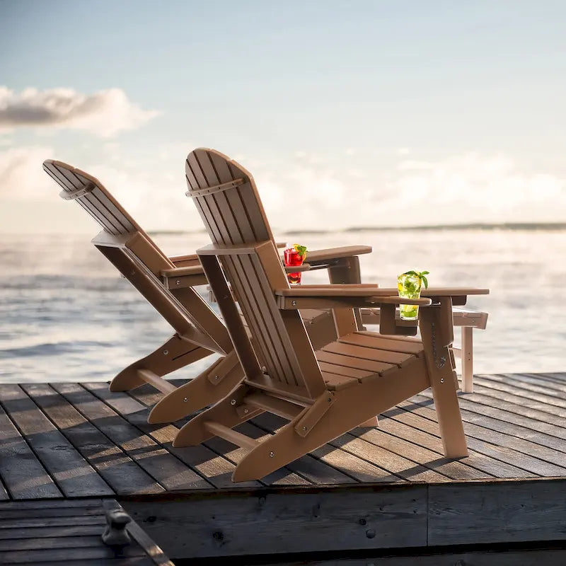 Vrakae Set di 2 Sedie Adirondack Pieghevoli e Regolabili con Pouf